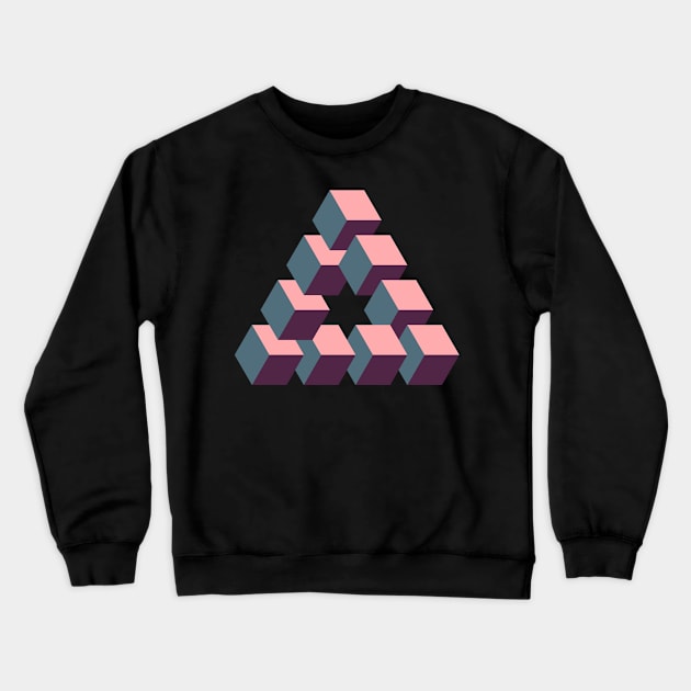 Optical illusion triangle #3 - pink & purple Crewneck Sweatshirt by DaveDanchuk
